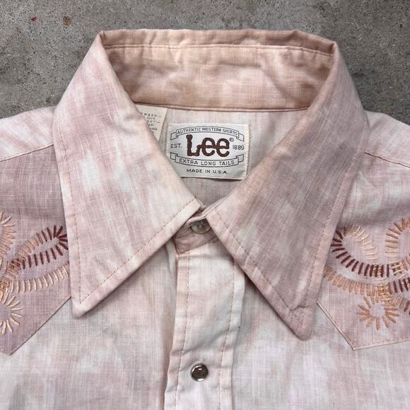Vintage Lee Extra Long Tails Embroidered Western Cowboy Pearl Snap Rodeo Shirt L - Picture 9 of 14